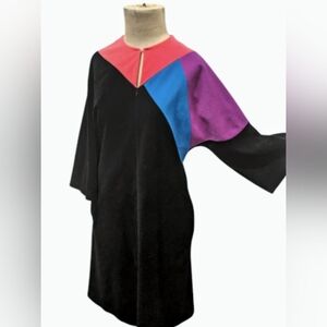 Vintage Vanity Fair Color Block Velour Zip Nightgown Robe XS S